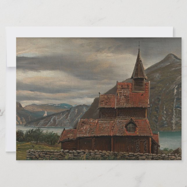 Tarjeta Iglesia de la Stave de Noruega (por Knud Baade) (Anverso)