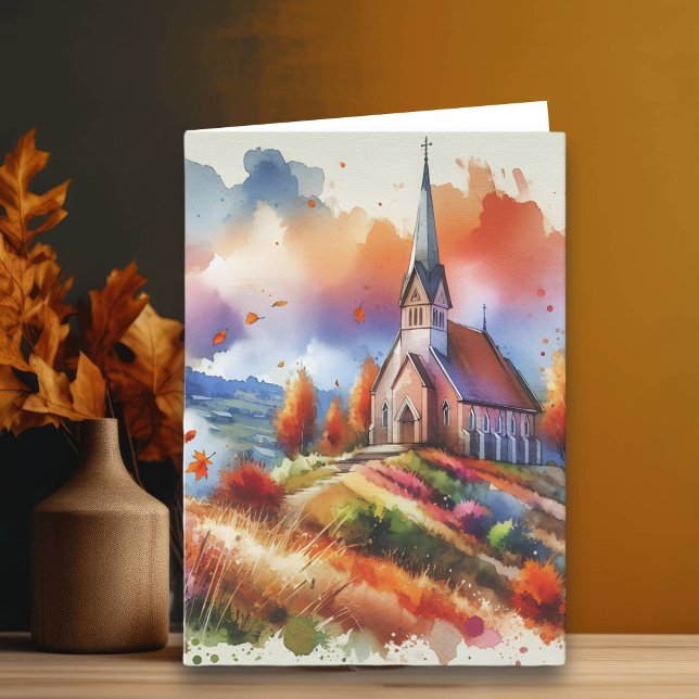 Tarjeta Iglesia de las acuarelas en el día de otoño | Bend (Subido por el creador)