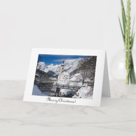 Tarjeta Iglesia en la nieve con Navidades de los Alpes