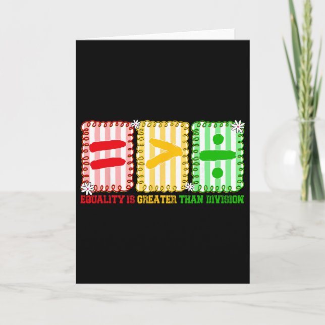 Tarjeta Igualdad Preppy Es Mayor Que Matemáticas De Divisi (Anverso)