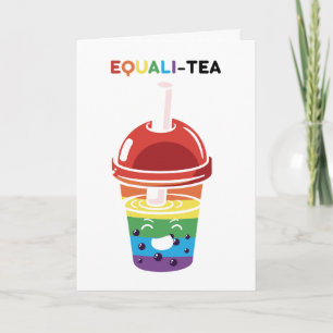 Tarjeta Igualitea orgullo LGBTQ bandera arco iris boba té 