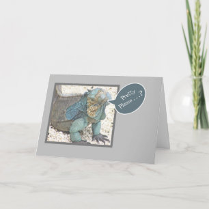 TARJETA IGUANA AZUL/CABEZA INCLINADA/"¿POR FAVORCITO?/PONT