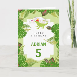Tarjeta Iguana Lizard Fiestando Animales Cumpleaños