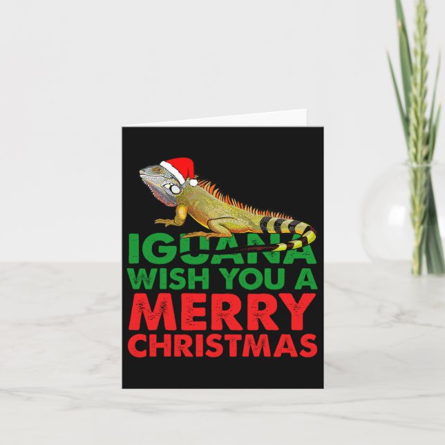 Tarjeta Iguana Te Desearía Una Feliz Navidad Divertida Igu (Anverso)