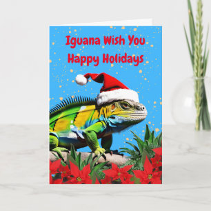 Tarjeta Iguana Wish You Happy Holidays Navidades
