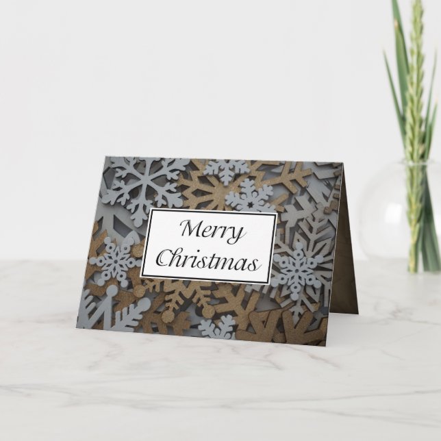 Tarjeta II de Navidades de copos de nieve plegados (Anverso)