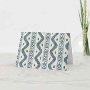 Tarjeta Ikat Azul Francés, Interior en Blanco