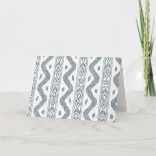 Tarjeta Ikat Azul Suave sobre Crema, Interior en Blanco