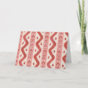 Tarjeta Ikat Rojo Ladrillo sobre Crema, Interior en Blanco