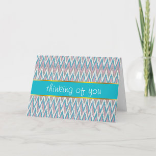 Tarjeta Ikat rosa y azul turbio