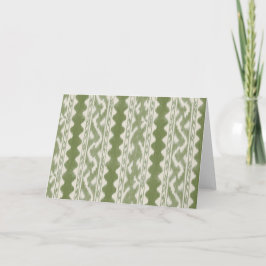 Tarjeta Ikat Verde Oliva sobre Crema, Interior en Blanco