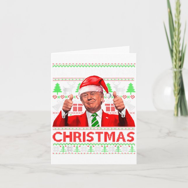 Tarjeta Ill Be Home For Christmas Santa Trump Xmas Pajama  (Anverso)