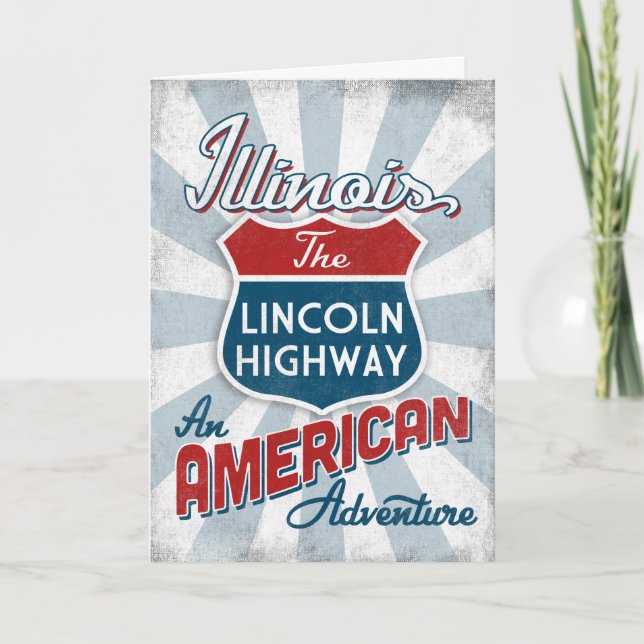 Tarjeta Illinois Lincoln Highway Viintage America (Anverso)