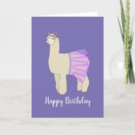 Tarjeta illusima Ballerina Llama Dark Purple Birthday