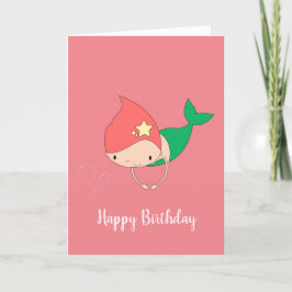 Tarjeta illusima Cotton Candy Mermaid Peach Cumpleaños