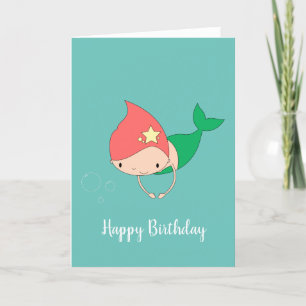 Tarjeta illusima Cotton Candy Mermaid Turquoise Cumpleaños