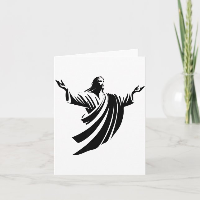 Tarjeta Illustration Of Jesus Christ Shadow With Open Arms (Anverso)