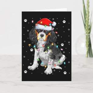 Tarjeta Iluminación de Navidad Santa Cavalier King Charles