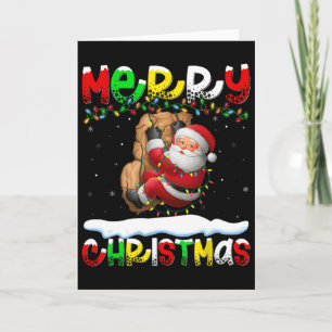 Tarjeta Iluminación de Navidad Santa Rock Climbing Feliz N