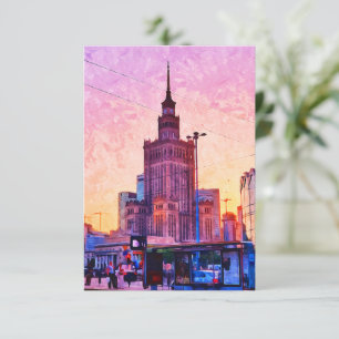 Tarjeta Ilustracion acuarela de Varsovia Polonia
