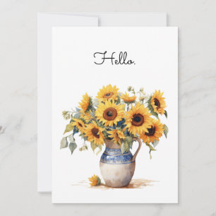 Tarjeta Ilustracion acuarela girasol plano