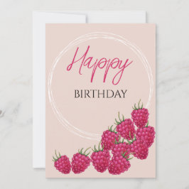 Tarjeta Ilustracion acuático de frambuesas rosadas