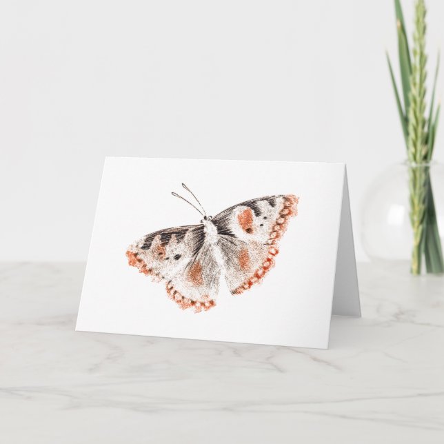 Tarjeta Ilustración antigua de mariposa (Anverso)