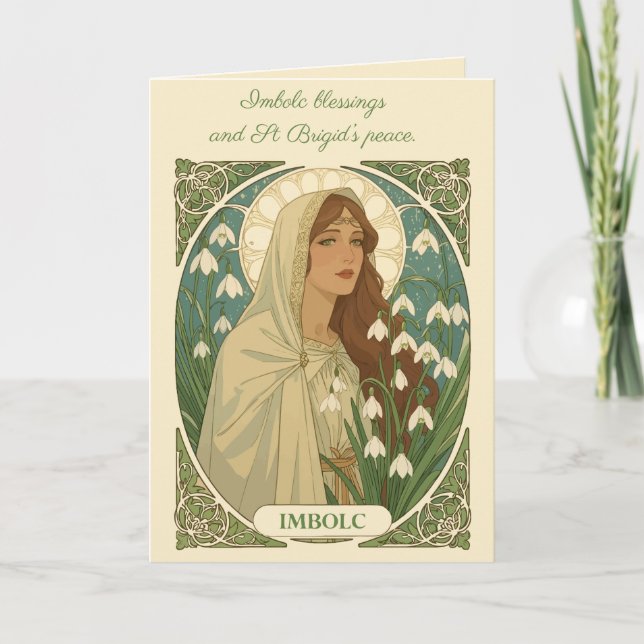 Tarjeta Ilustración Art Nouveau de Santa Brígida (Anverso)