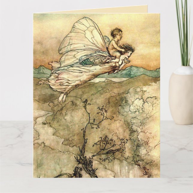 Tarjeta Ilustracion Arthur Rackham sueño de mediana noche  (Anverso)