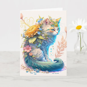 Tarjeta Ilustración Artística de Gato Gatito Majestuoso