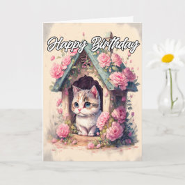 Tarjeta Ilustracion artístico de gatito bebé