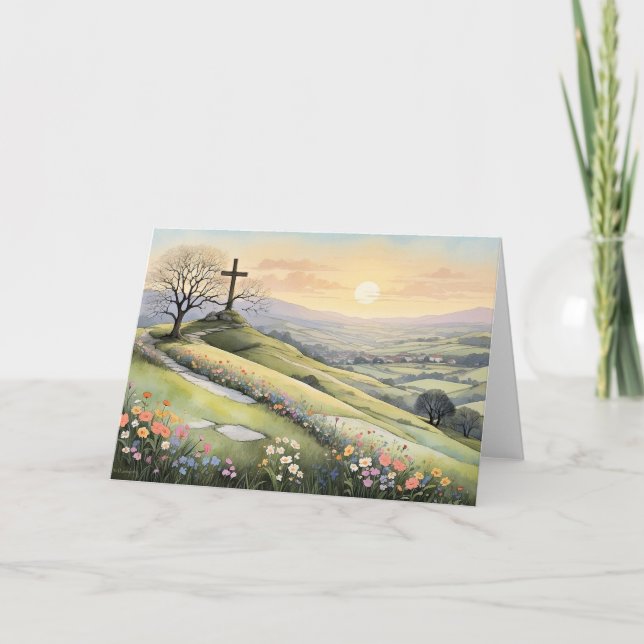 Tarjeta Ilustracion artístico del amanecer de Pascua (Anverso)