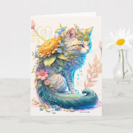 Tarjeta Ilustracion artístico majestuoso de gatos Kitty