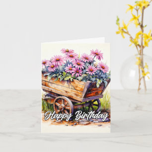 Tarjeta Ilustracion Aster Flower Recién Recogido