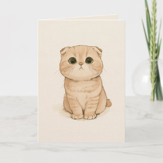 Tarjeta Ilustración Beige Gatito Triste Te Extraño