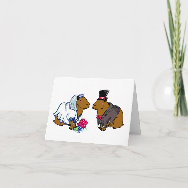 Tarjeta Ilustracion Boda Capybara Bride y Groom Cute (Anverso)