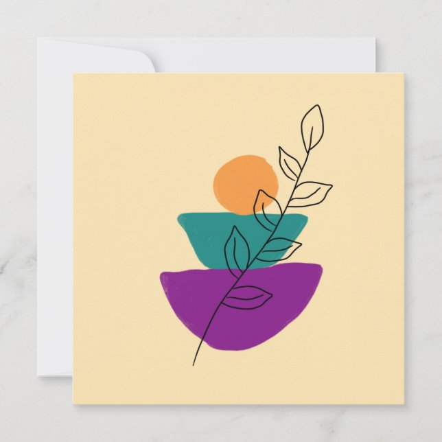 Tarjeta Ilustración boho de hojas (Anverso)