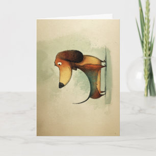 Tarjeta Ilustración caprichosa de perro - Dachshund adorab