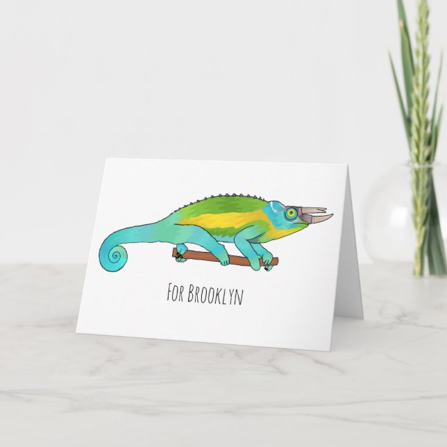 Tarjeta Ilustracion chameleon personalizado de Jackson (Anverso)