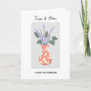Tarjeta Ilustración chic de jarrón floral con lavanda