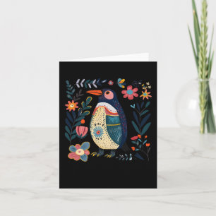 Tarjeta Ilustración Colorida de Pingüino Dibujada a Mano c