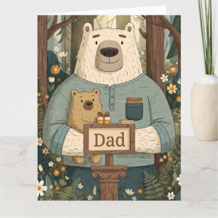 Tarjeta Ilustración conmovedora del Día del Padre con osos