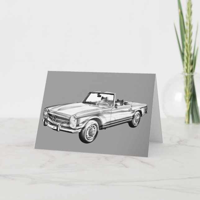 Tarjeta Ilustracion convertible Mercedes Benz 280 SL (Anverso)