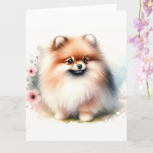 Tarjeta Ilustracion cutáneo de pomerania (Orquídea)