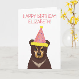 Tarjeta Ilustracion Cute Bear Cub Feliz Cumpleaños