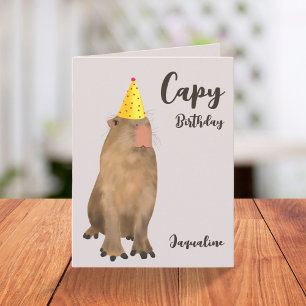 Tarjeta Ilustracion Cute Capybara Pun Cumpleaños