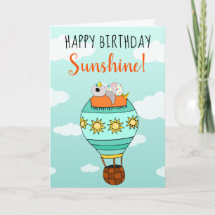 Tarjeta Ilustracion Cute Happy Birthday Sunshine Bird