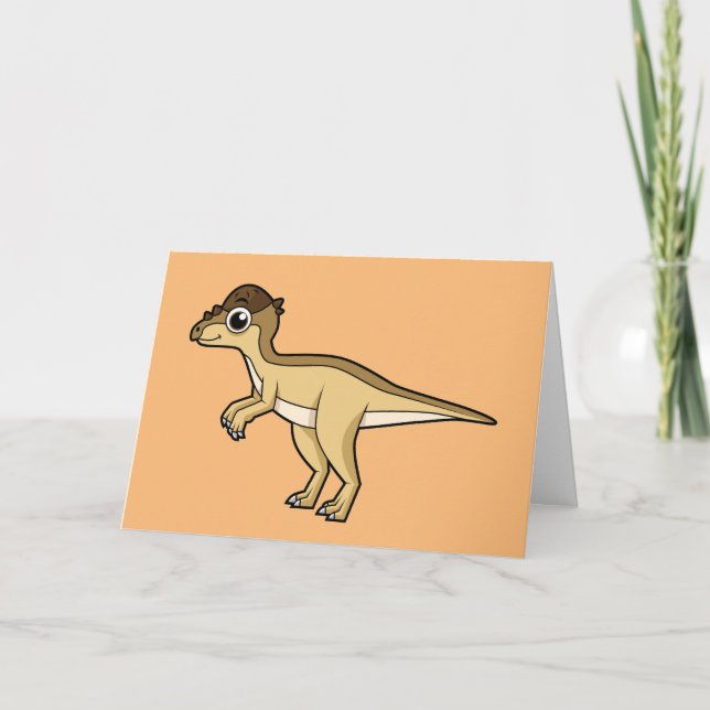 Tarjeta Ilustracion Cuto De Un Dinosaurio Pachycephalosaur (Anverso)