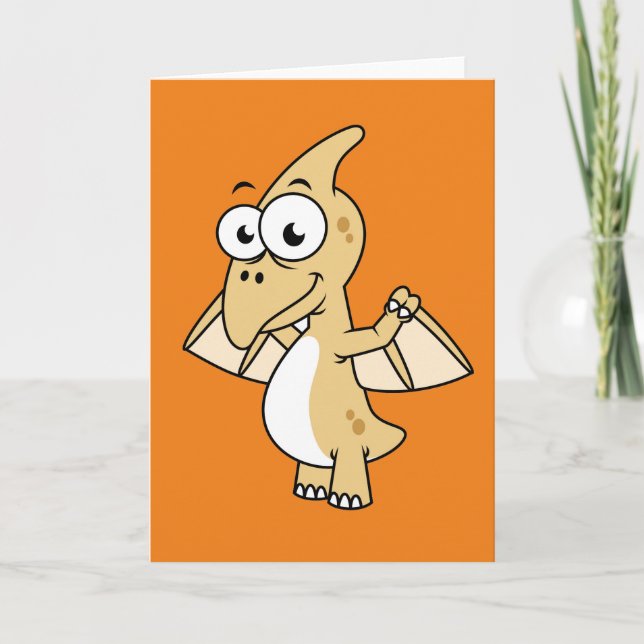 Tarjeta Ilustracion Cuto De Un Pterodáctilo. 2 (Anverso)