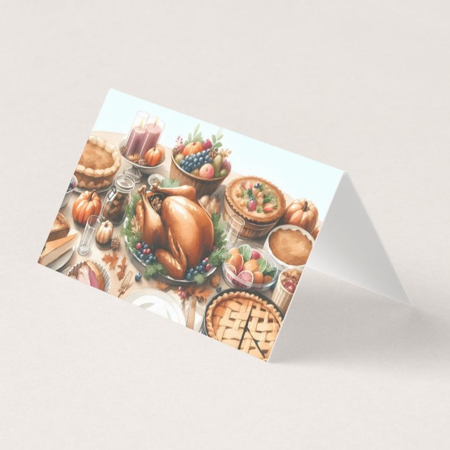 Tarjeta Ilustración de Acción de Gracias en acuarela (Anverso)